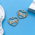 Gold heart-shaped LOVE pendants with twisted rope texture for DIY jewelry making - 1pc KC Gold Heart Hollow Love 15x14mm
