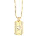 Detailed view of golden bead chain necklace with a rhinestone encrusted letter Q pendant - Letter Q