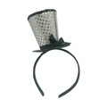 Silver sequin mini wizard hat headband for Halloween party and masquerade decorations - White Polka Dot