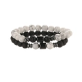 Set di bracciali in pietra naturale 8mm con turchese bianco e perle di lava nera per uomo - Turchese Bianco e Pietra Lavica (Set di 2)