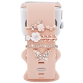 Set di 4 ciondoli decorativi oro rosa con farfalla e fiori per cinturini in silicone - Oro rosa