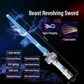 Spada laser retrattile per bambini con lama LED blu e impugnatura argento 63,5 cm - Nuova spada laser a spirale argento