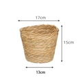 Dimensiones detalladas del cesto de paja hecho a mano: diámetro 17cm y altura de 15cm - Mediano (Superior 17*Base 13*Altura 15cm)