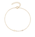 Elegant gold plated anklet featuring a small cross pendant and sparkling round zircon stone - 925 Silver / Silver-Cross Zircon