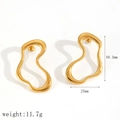 Minimalist gold irregular geometric earrings with dimensions 40.3mm x 25mm weight 11.7g - Gold Style (TE60288-G)