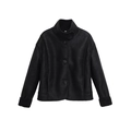 Chaqueta corta de antelina negra para mujer con forro polar y cuello alto, talla XS - XS / Negro