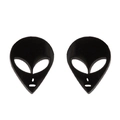 Pendientes de alienígena negros calados en acero inoxidable sobre fondo blanco - Negro Mate