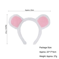 White plush mouse ear headband with pink inner ears and comfortable elastic frame - Furry White Naughty Mouse Ears