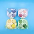 Set of 4 bear-shaped cases with colorful sponge makeup blenders on blue background - Bear Box Set [pack Of 4]