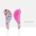 Pink transparent detangling hairbrush for kids with cartoon icons and 14.5x5.5CM size - Small Pink Bicycle