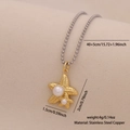 Goldener Seestern Anhänger mit weißen Perlen an einer silbernen Edelstahl-Kugelkette - 10# Seestern