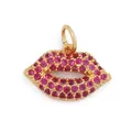 Pendentif en forme de lèvres dorées avec micro-pavage de cristaux rouges pour bijoux DIY - Lèvres Rouges / Or
