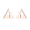 Minimalist rose gold triangle earrings with hollow cross geometric design for women - Triangle Hollow Cross / Rose Gold
