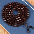Polished red sandalwood prayer beads with golden star grains and a silk tassel on bamboo - Black Red Gold Star 6mm*108 Beads (High Density Aged Wood)