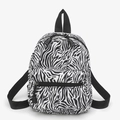 Fashionable zebra print canvas backpack with adjustable straps and front zipper pocket - Zebra
