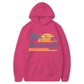 Rose pink Gulf of Mexico 1672 beach hoodie with palm tree and sun vintage graphic - Rose Red