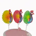 Lote de tres adornos para pastel de pavo real con abanicos de papel de nido de abeja - Palillo de Pavo Real 14.5cm