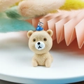 Brown resin bear charm with blue hat and silver ring for DIY jewelry making - Brown Bear with Blue Hat