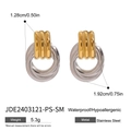 Pendientes bicolores de acero inoxidable con textura en espiral y diseño impermeable - Nudo Geométrico / Oro y Plata