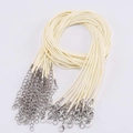 Cordón de collar de algodón encerado blanco crema DIY con cierre de langosta plateado - Longitud 50cm-1.5mm / Blanco Roto