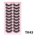 10 paar volle zwarte Russische volume kunstwimpers, model TK43 stijl - Natuurlijke gekrulde stijl (TK43)