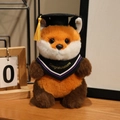 Peluche volpe per laurea con tocco nero e toga con scritta Congratulations in oro - Volpe con sciarpa viola / 20cm