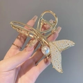 Elegant gold fish tail hair claw clip featuring shimmering white imitation pearls - Fairy Fish Tail Pearl