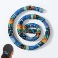 Ethnic style bendable hair tie with blue and gold patchwork spiral design for dreadlocks - Single Hair Tie / Ethnic Style Blue