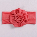 Elastic red baby headband featuring a handmade fabric flower for newborns - Red