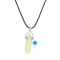 Astronaut magnetic necklace with light green crystal pendant on black woven rope - Astronaut Crystal Pillar Style (12311) / Light Green