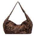Borsa a spalla hobo leopardata alla moda in PU con tracolla ampia regolabile - Marrone