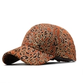Faux suede baseball cap featuring a stylish leopard print and gold foil accents - Adjustable / Rust red