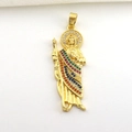 Ciondolo San Giuda in rame placcato oro con intarsio in zirconi multicolore - 01-Oro Zirconia Multicolore San Giuda