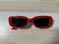 Retro rectangle sunglasses with thick red frames and dark lenses for a vintage look - Red Frame Grey Lens