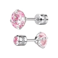 Boucles d'oreilles gemme rose avec fermoir à vis et texture en losange argent - 2mm / 1 Pièce / Argent Rose Zircone
