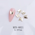 Dettaglio di ciondoli a fiocco dorati per unghie MZH-8021 misura 6,5x7mm per nail art 3D - Stile Farfalla Oro (8021)