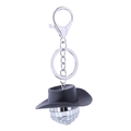 Portachiavi con palla da discoteca argento e cappello da cowboy nero per auto e casa - Portachiavi Cappello da Cowboy Nero