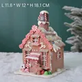 Lighted Christmas gingerbread house ornament with candy cane columns, 11.8x12x18.1CM - Medium Candy House-Coffee B 11.8*12*18.1cm