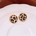 Retro round leopard print earrings with gold finish and enamel pattern for women - 37# Gold - Retro Leopard (Silver Earring Post)
