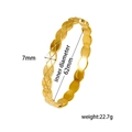 18K gold plated titanium steel bangle featuring a quilted pattern, 7mm width and 62mm diameter - Quilted Pattern Bangle (Gold)