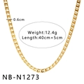 Collier multicouche doré pour femme en acier inoxydable avec billes creuses, largeur 0,6cm - Style Tissé Large (NB-N1273)