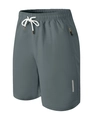 Dark gray quick-dry athletic shorts with orange zipper pocket and reflective side strips - S / Light Gray