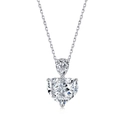 Elegant S925 sterling silver necklace featuring heart and water drop cubic zirconia pendants - Silver Heart Style (DY190397)