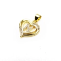 Detail of heart pendant with gold finish, letter N and cubic zirconia inlays - Letter N
