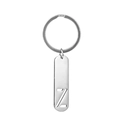 Polished stainless steel bar keychain featuring a hollow letter Z pendant design - Letter Z