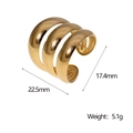 Dettaglio macro dell'anello a spirale dorato multistrato con dimensioni 22,5mm x 17,4mm e 5,1g - Oro
