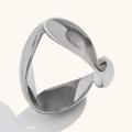 Minimalist silver twisted knot ring with smooth metallic finish and fluid aesthetic - Silver Ribbon Heart Ring Size 6