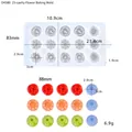 Detailed size specifications for 15-cavity flower silicone chocolate and cake mold - 15-Cavity Flower Baking Mold