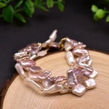 Double-layered baroque freshwater pearl bracelet in lavender and white with gold beads - Three-Layer Baroque Pearl Bracelet