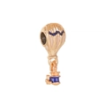 Detail of rose gold hot air balloon bead with pink and blue enamel for DIY bracelets - Rose Gold/Pink/Blue